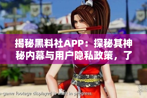 揭秘黑料社APP：探秘其神秘內(nèi)幕與用戶隱私政策，了解背后真相與風(fēng)險(xiǎn)